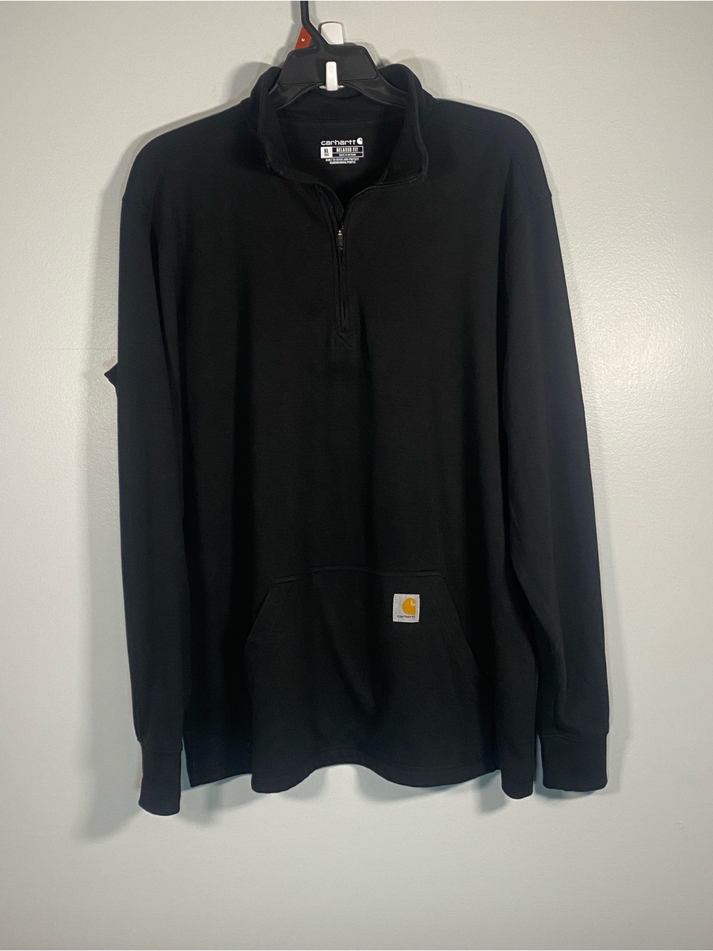 Carhartt Men's Black Half-Zip Pullover with Kangaroo Pocket
